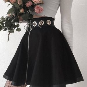 Mini-Reifenrock. großhandel-Röcke Damenmode Elegante Festfarbe Hohlheft Reißverschluss mit Reißverschluss mit hoher Taille Minirock Weibliche Jupe
