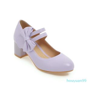 Fashion Dress Shoes Spring's PU Bow Clasp For High-heeled Elegant Dating Comfort Women's Big Size 47
