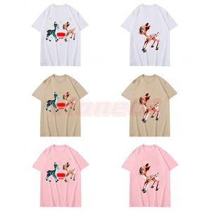 2022 Fashion Mens Designer T Shirt Högkvalitativa Kvinnor Sika Deer Print T Shirts Kortärmad Rund Neck Bomull Tees Asian Size M-2XL