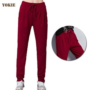 Underwear women harem pants solid elastic waist pants cotton loose sweatpants casual trousers Red black gray Plus size 210412