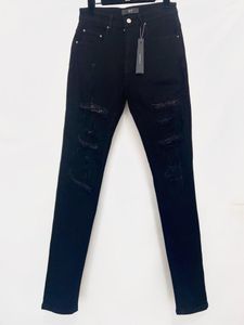 Jeans masculinos Amr Black Diamonds Mulheres Mulheres destruíram calças jeans de rua hiphop rasgado de jeansmen skinny