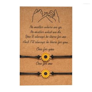 Beaded Strands Vintage Jewelry Sunflower Bracelet Cute Handmade Praying Hand Pendant Couple Lover Promise Wish Card Trum22