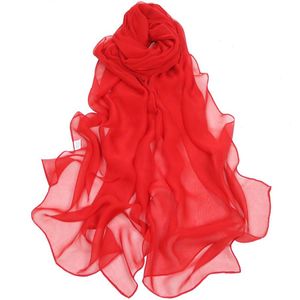 Kvinnor Pure Color Georgette Silk Scarf Lady Travel Fashion Monochrome Simulation Scarves and Wraps Female Beach Shaw Prossist