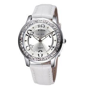 Nowa moda luksusowe kryształowe kobiety oglądają skórzany pasek swobodny wodoodporny kwarc dla kobiet zegarek Relogiofeminino T200519