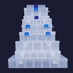 Scatole portaoggetti Contenitori Scatola di plastica Divisore staccabile Organizzatore Strumento Componenti Kit Griglie Custodia Perline Contenitore Gioielli regolabili