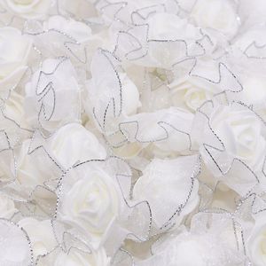 Flores decorativas grinaldas 20/50pcs 4cm Glitter Foam Silk Rose Artificial Flower Heads para Wedding Wreatch Decoration Diy Scrapbooking Fake