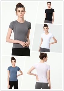 Camiseta feminina de manga curta para ioga feminina LL respirável, roupa de ioga profissional para mulheres esportivas, leve para exercícios atléticos - versão de alta qualidade