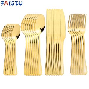 24 PCSSET Aço inoxidável Calheres de jantar de mesa de ouro 24 peças 24 peças Mesa de mesa de mesa Forks 220727