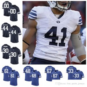 NCAA BYU Cougars College fotbollströjor 9 Jim McMahon tröja 32 Dennis Pitta Emmanuel Esukpa Dax Milne Baylor Romney Tröjor Custom Stitched