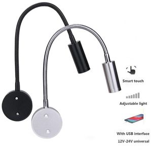 Wall Lamp LED Hoses Dimmable Flexible Home El Bedside Reading Lamps Lights Modern Book Light With USB Charging PortWall