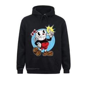 Herrtröjor tröjor cuphead hoodie game mugman cup mus rolig bomull pullover camisas 3d juldag gåva tröja man