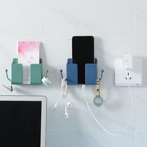 Telefon-Wandhalterung, Aufbewahrungsregal, Ständer, ABS-Kunststoffbox für Zuhause, Nachttisch, mobiles Aufladen, Fernbedienung, Uhr, Kopfhörer, Schlüsselanhänger, Aufhänger, Multifunktionshalterung