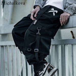 MICHALKOVA PARATROOER MILITAR MAIL MARRELO MAIL BLACK BLACK Mens Hip Hop Pockets Ankel Cargo Pants Men Streetwear Casual 201128