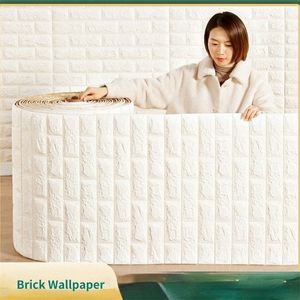 13510 m 3D Selfadhesive Foam Brick Thicken Wallpaper Waterproof and Oilproof DIY Wallpaper Room Living Room Home Decoration 220809