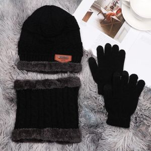 Beralar 1 kış sıcak örgü dokunmatik eldivenler boyun daha sıcak şapka atkı seti bere ve scarfberets