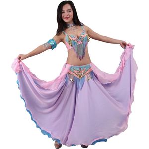 Scen slitage storlek S-xl Women Professional Pärlad Belly Dance Costume 3 PCS Outfits Brabelt kjol Oriental ClothesStage