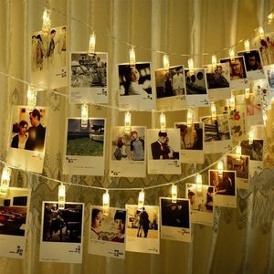 LED PO STRINGE 20 CLIPS BAZTÓW DOMOWE DEKHANGING PICJA Sypialnia Weddna urodziny Boże Narodzenie Y201020