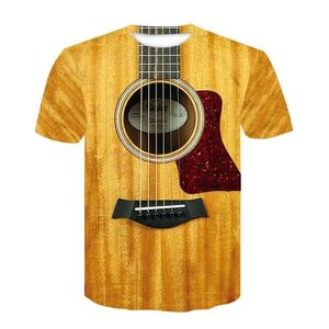 Mens 3D Guitar Guitarra Impresso Moda Curta Manga T Shirt Daily Short Manga Tee Tshirt Tops Psicodélicos Femininos Tops 220407