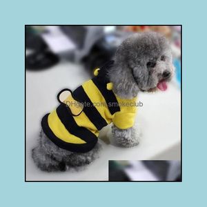 Dog Apparel Supplies Pet Home Garden Bee Striped Small Cat Fleece Bumble Warm Wing Hoodie Costume Coat Jacket Drop Delivery 2021 17Cl9