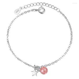 Charm Bracelets Lady Silver Plated Jewelry For Women Fashion Crystal Pink Ball Star Bracelet Girls Accessories Kent22