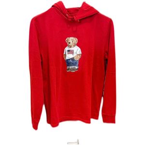 Hoodie röd polos björn tryckning långärmad hoodies spårdräkter designer långa ärmar tee skjorta