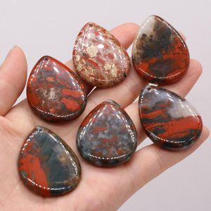 Other Natural Stone Semi-precious African Bloodstone Loose Beads Charms For Jewelry Making DIY Necklace Accessories 30x40mm 1PC Rita22