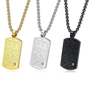 Colares com Pingente Bíblia Clássica Colar Masculino Dog Tag Aço Inoxidável Cristal Jóias Religiosas Presente Para Homens Exército