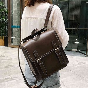 Rucksack Stil Bagvintage Weibliche Pu Leder Tasche Frauen Mode Schule für Mädchen Hohe Qualität Freizeit Schulter Sac a Do 220723