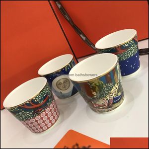 Kupalar Drinkware Mutfak Yemek Barı Ev Bahçe Lüks Tasarımcılar Turuncu Klasik Süt Kahve Kupa Bardak Seti Zarif Kemik Çini Se Dhebz