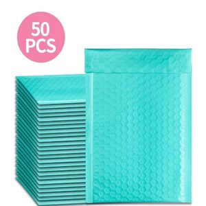 Förvaringspåsar 10/50 st blå poly bubble mailers vadderade kuvert bulkfodrad wrap polymailer för förpackning maile självförsegling Storagestora