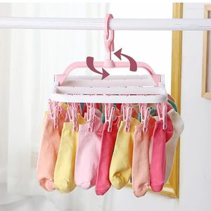Laundry Bags 32 Clips Drying Rack Folding Hanger Windproof Underwear Plastic Balcony Multifunctional For Home