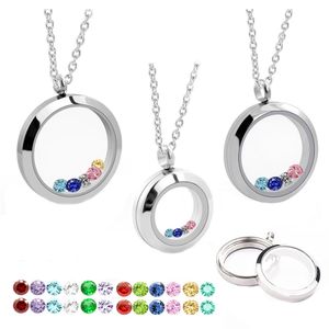 20mm/25mm/30mm Magnetic Closure Silver Round Pendant for men and women 316L Stainless Steel Living Memory Locket Pendant with Necklace