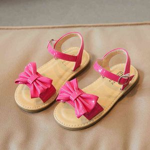CAPSELLA Kids Girls Butterfly-Knot Hook & Loop Beach Sandals Summer Children Girls Non-Slip Patent Leather Shoes Size 21-30 G220523