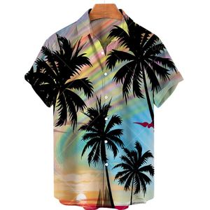 Camiseta De Mens Luau. venda por atacado-Camisas casuais masculinas coco árvore impressão havaiana Camisa masculina praia de verão masculina luva curta Luau Top férias rápidas roupas respiráveis e respiráveis