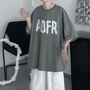 Erkek T-Shirt Kısa Kollu ve Yarım Tişört Gelgit Marka Basit Çok Yönlü Yaz Hong Kong Rüzgar Gevşek Erkek Tops