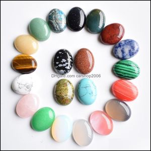 Taş gevşek boncuk takılar doğal 15x20mm oval opal gül kuvars kaplanlar göz turkuaz cabochons kolye için düz geri