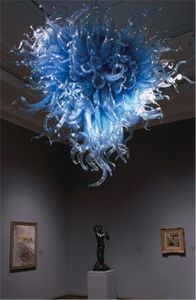 Kolye lambalar ev dekorasyon yüksek tavan ışık dale chihuly tarzı el üflemeli cam mavi Chandelierpendent