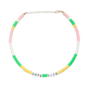 Chokers Boho Multicolor Polymer Clay Heishi Beads Freshwater Pearl Letter Bead Love Life Summer Necklace Choker Women Colorful JewelryChoker