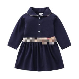Baby Mädchen Kleid College Stil Kleid 2022 Neue Herbst Kleidung Baumwolle Revers Kinder Casual Designer Kleidung