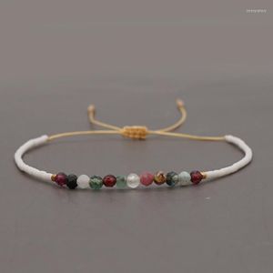 Perlenstränge Go2Boho Mehrfarbiges Halbedelstein-Armband Schmale verstellbare Samenarmbänder für Frauen Mädchen Teenager Schmuck Geschenk Inte22