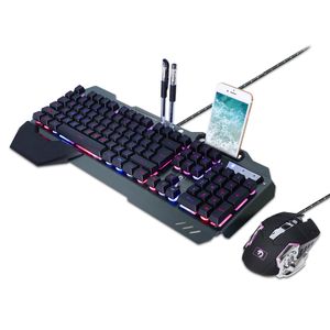 Tastiera da gioco semi-meccanica Combinazioni di mouse Retroilluminazione a LED RGB Tastiera plug and play Design ergonomico Kit di tastiere da gioco impermeabili