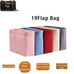 Passar f￶r CC 19 Flap Handv￤ska filt Tygin Insert Bag Organizer Makeup Handbag Organiser Travel Inner Purse Portable Cosmetic P￥sar 220721