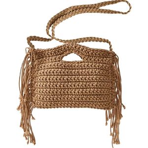Evening Bags Solid Color Tassel Summer Beach Bag Braided Handbag Women Weave Grass For Travel Everyday UseEvening