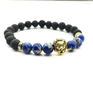 Fili di perline Ben vendita Donna Uomo Bracciale Cool Animal Lion Design con perline di roccia vulcanica Regalo adatto per BFF Fornire Drop Trum22