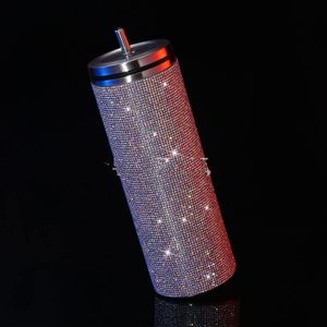Factory Spot 11 Colors Shiny Diamonds tumbler 20oz Car Cup Insulation Cold Stainless Steel Straw Cup Wholesale