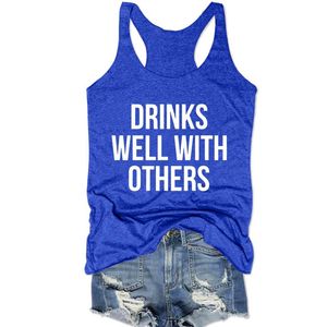 Women's Tanks & Camis Drinking Shirt Drinks Well With Others Tank Top For Group Womens Tops Funny Women Clothes CasualWomen's