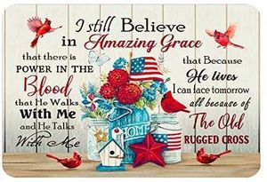 Wholesale tin bird for sale - Group buy Vintage Metal Signs Cardinal Bird and American Flag I Still Believe in Amazing Grace Bedroom Wall Decoration Tin Signs for