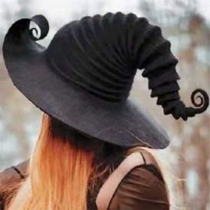 Fashion Angled Witch Hat Steeple Wizard Hat Stor Ruched Witch Hat Creative Women Costory för Hallowee 220812