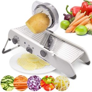 Mandoline Slicer Manual Vegetable Cutter Professional Wetra z regulowanymi 304 Blorami ze stali nierdzewnej Warzywne narzędzie 210318