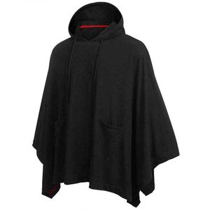 Unisex Casual Kapüşonlu Poncho Cape Cloak Moda Palto Kapşonlu Sweatshirt Erkek Hip Hop Sokak Giyim Kapüşonlu Kazak Erkek Ter Homme L220704